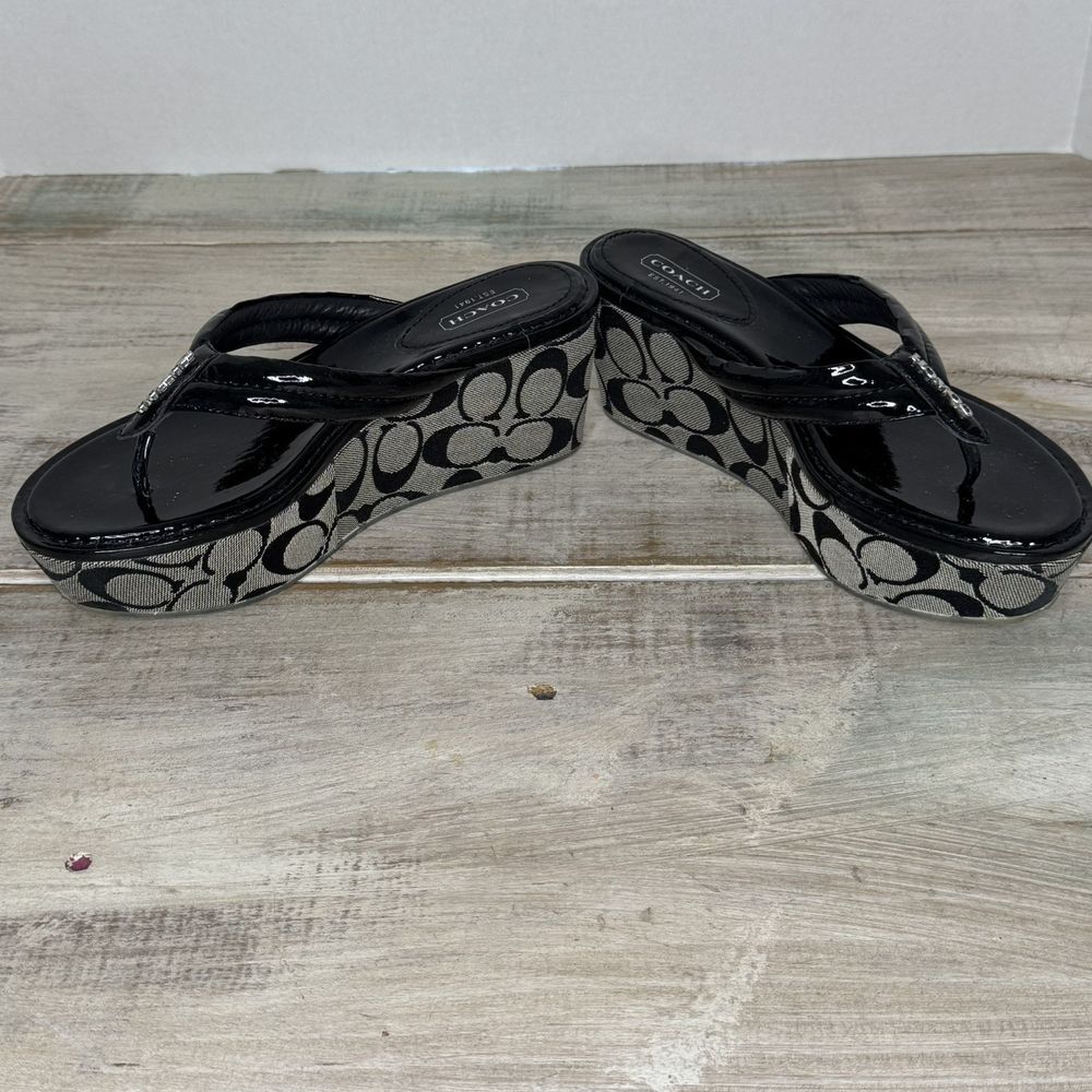 Coach Black and Gray Platform Sandals - Picture 6 of 10